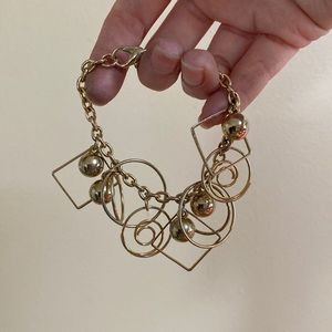 VTG Gold Tone Geometric Charm Bracelet